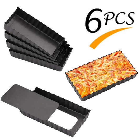 1/4/6Pcs Mini Tart Pan Set Rectangular Non-Stick 4 Inch Quiche Pan Loose Removable Bottom Tart Pan Pie Pizza Cake Mold Bakeware